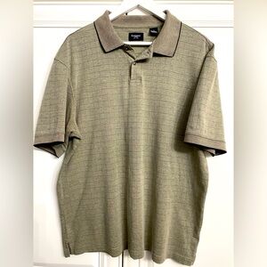 Haggar Men’s Size Large Short Sleeve Polo Shirt Camo Green Slight Check Top Golf